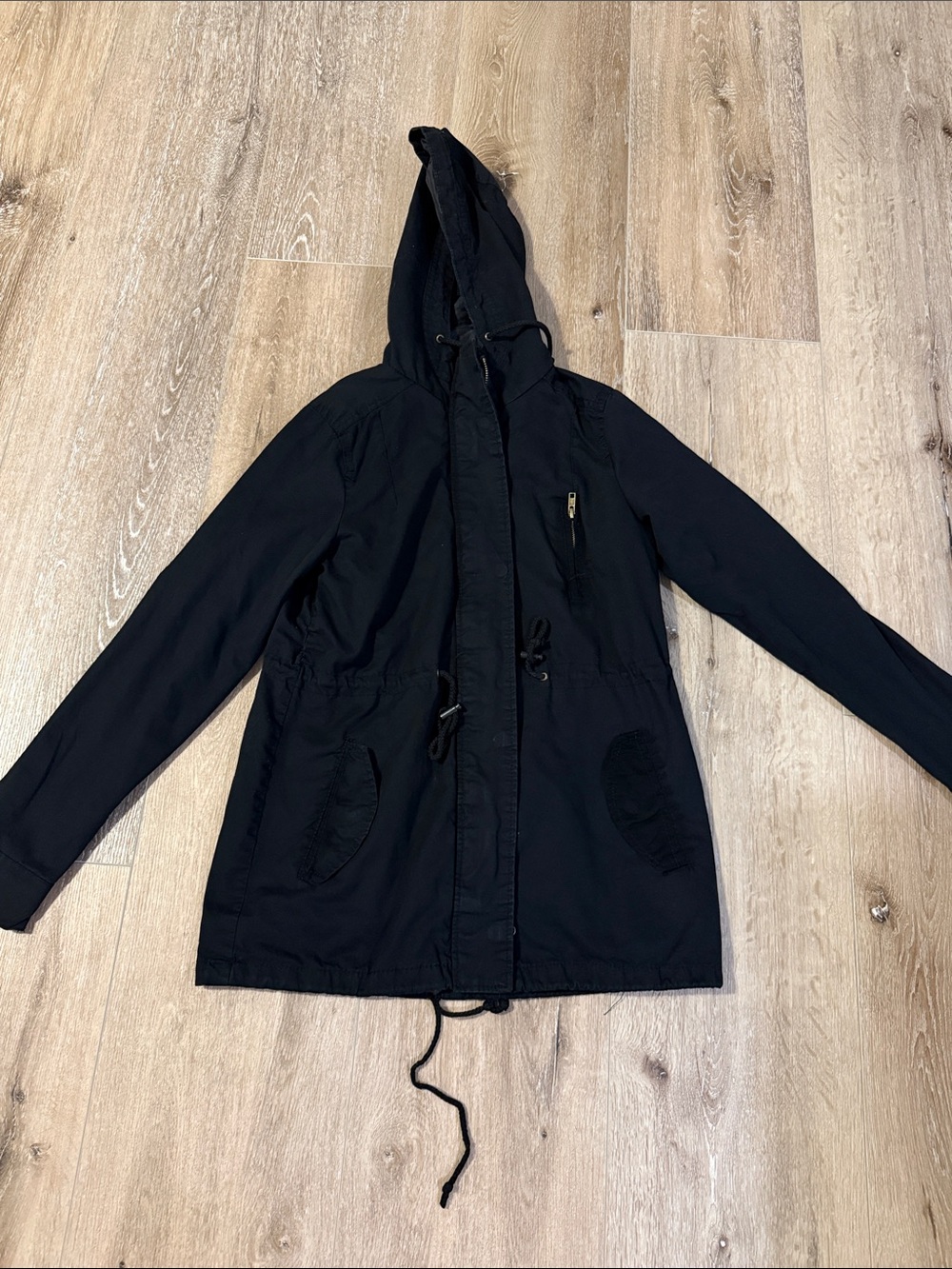 Ambiance Black Hooded Utility Jacket